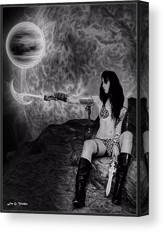 Retro Canvas Print featuring the photograph Pyra Goddess Of Fire by Jon Volden