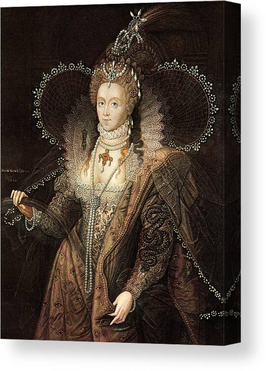 Crown Canvas Print featuring the drawing Queen Elizabeth I by Duncan1890