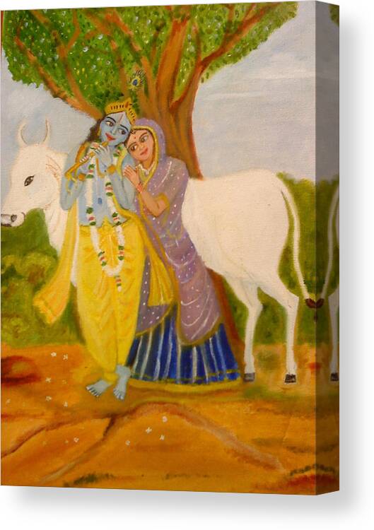 Krishna Canvas Print featuring the painting Radhakrishna by Suma GV
