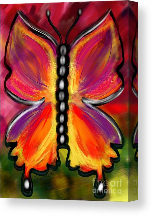 Butterfly Canvas Print featuring the digital art Rainbow Butterfly by Christine Fournier