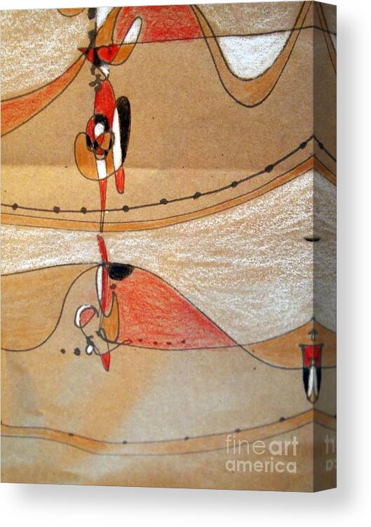 Abstract Drawing Canvas Print featuring the drawing Rappeling by Nancy Kane Chapman