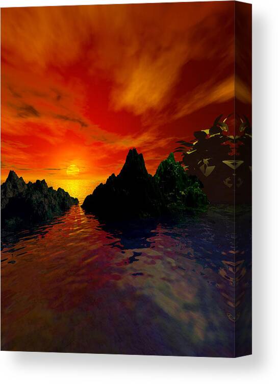 Red Sky Canvas Print featuring the digital art Red Sky by Kim Prowse