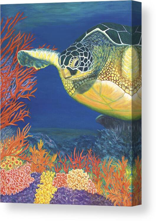 Karen Zuk Rosenblatt Art And Photography Canvas Print featuring the painting Reef Rider by Karen Zuk Rosenblatt