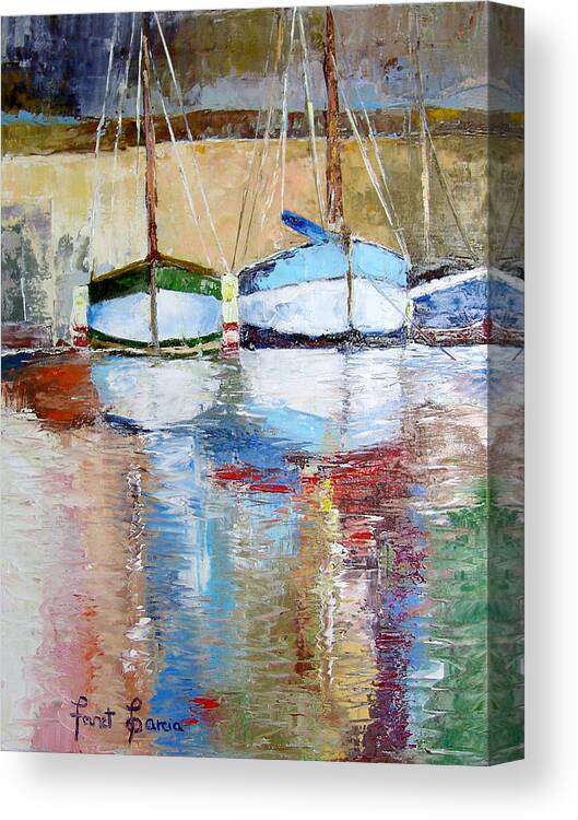 Boats Canvas Print featuring the painting Reflections by Janet Garcia