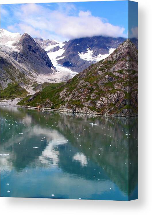 Landscape Canvas Print featuring the photograph Reflections of Blue and Green in Alaska by Annika Farmer