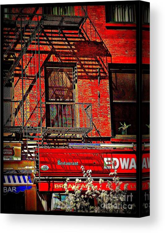 Windows Canvas Print featuring the photograph Restaurant with Houseplant by Miriam Danar