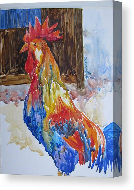 Rooster Canvas Print featuring the painting Rooster by Jyotika Shroff