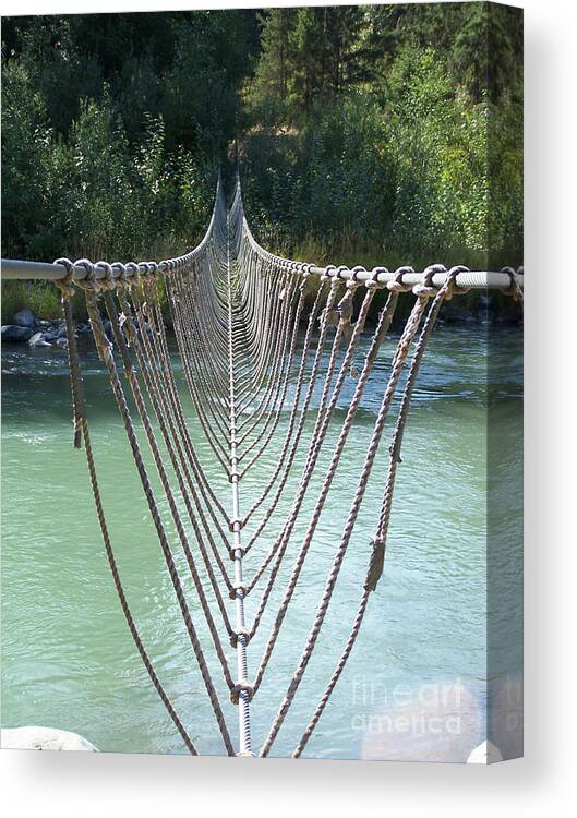Rope Bridge Canvas Print featuring the photograph Rope foot Bridge by Ron Roberts