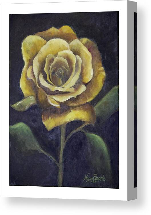 Flower Canvas Print featuring the painting Royal Gold Bloom by Nancy Edwards