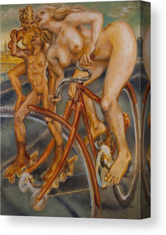 Nudes Canvas Print featuring the painting Samadhi on Westminster Bridge by Peregrine Roskilly