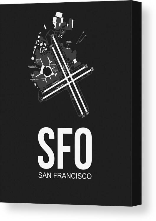San Francisco Canvas Print featuring the digital art San Francisco Airport Poster 1 by Naxart Studio