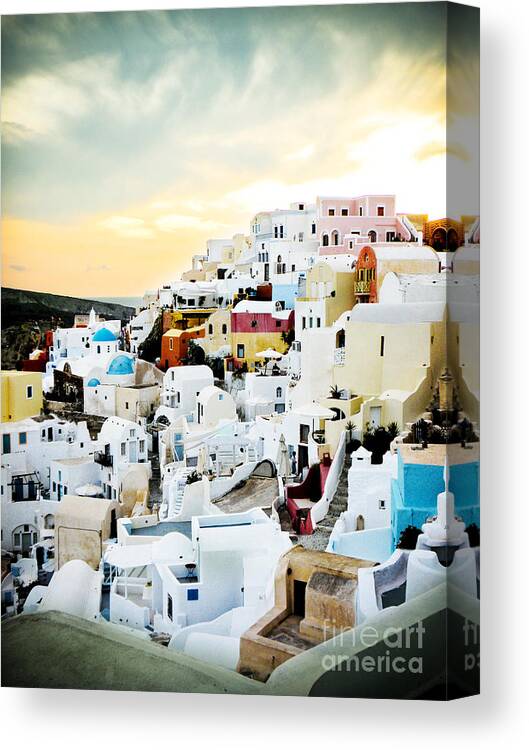 Santorini Canvas Print featuring the photograph Santorini Dawn by Stacey Granger