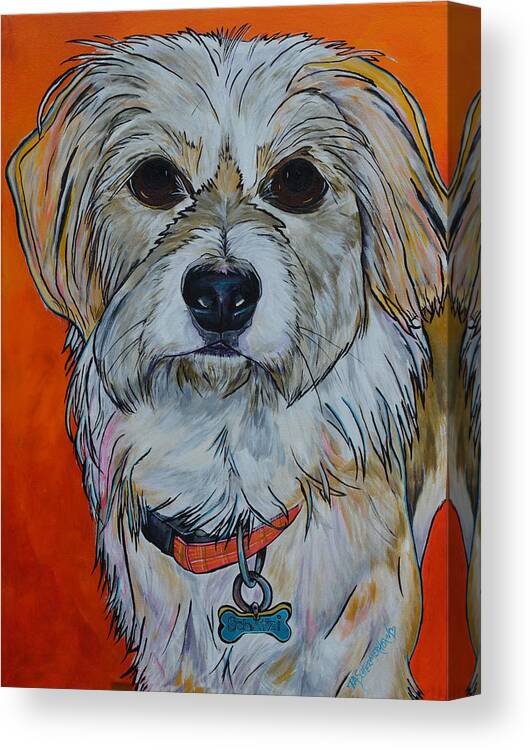 Dog Canvas Print featuring the painting Schatzi by Patti Schermerhorn