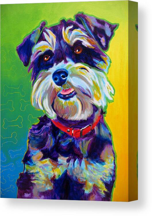 Dawgart Canvas Print featuring the painting Schnauzer - Charly by Dawg Painter