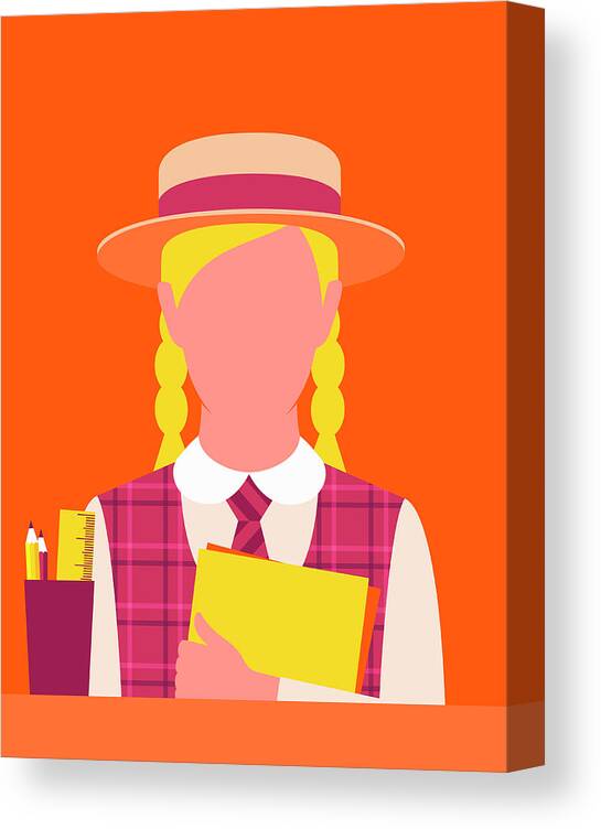 10-11 Canvas Print featuring the photograph Schoolgirl Ready For School by Ikon Images