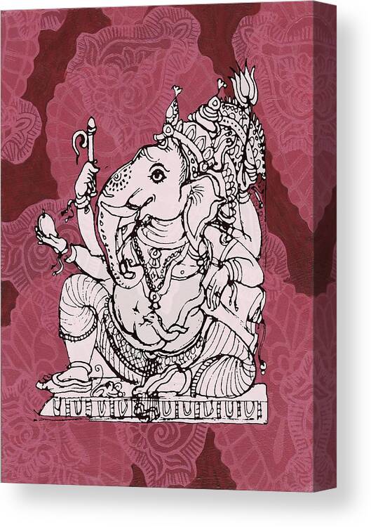  Canvas Print featuring the mixed media Seated Ganesha by Jennifer Mazzucco