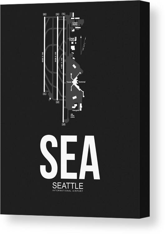 Seattle Canvas Print featuring the digital art SEattle Airport Poster 1 by Naxart Studio
