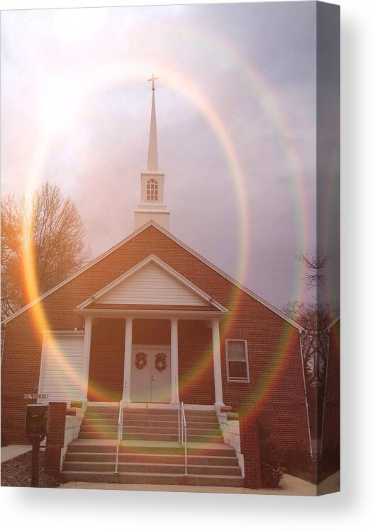 Church Canvas Print featuring the photograph Seeing the Light by Chris Montcalmo