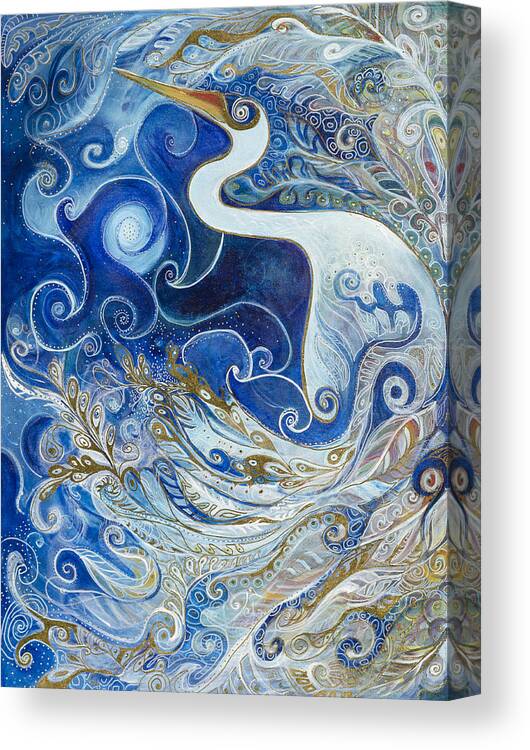 Blue Heron Canvas Print featuring the painting Seeking Balance by Leela Payne