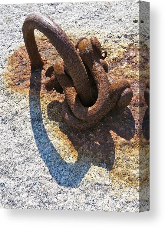 Rusty Hook Canvas Print featuring the photograph Shadow Of The Past by Nancy Patterson