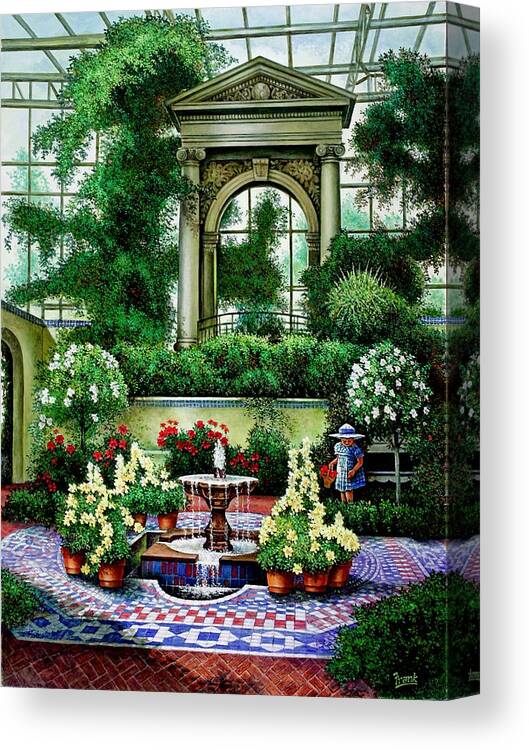 Shaw's Gardens Canvas Print featuring the painting Shaw's Gardens Mediteranian House by Michael Frank