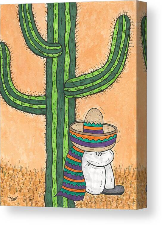 Saguaro Canvas Print featuring the painting Siesta Saguaro Cactus Time by Susie Weber