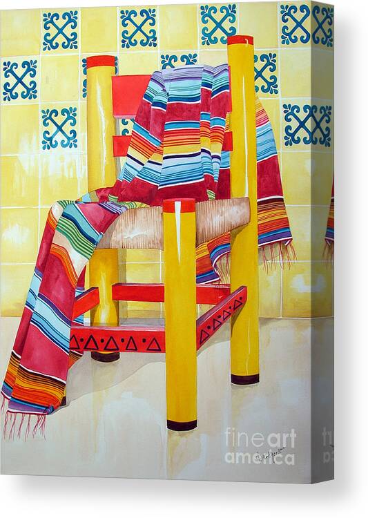 Still Life Painting Canvas Print featuring the painting Silla de la Cocina--Kitchen Chair by Kandyce Waltensperger