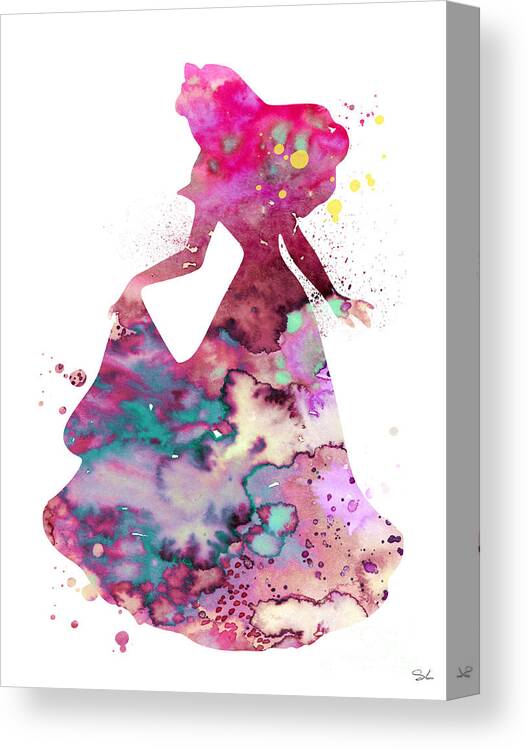 Sleeping Beauty Watercolor Print Canvas Print featuring the painting Sleeping Beauty by Watercolor Girl