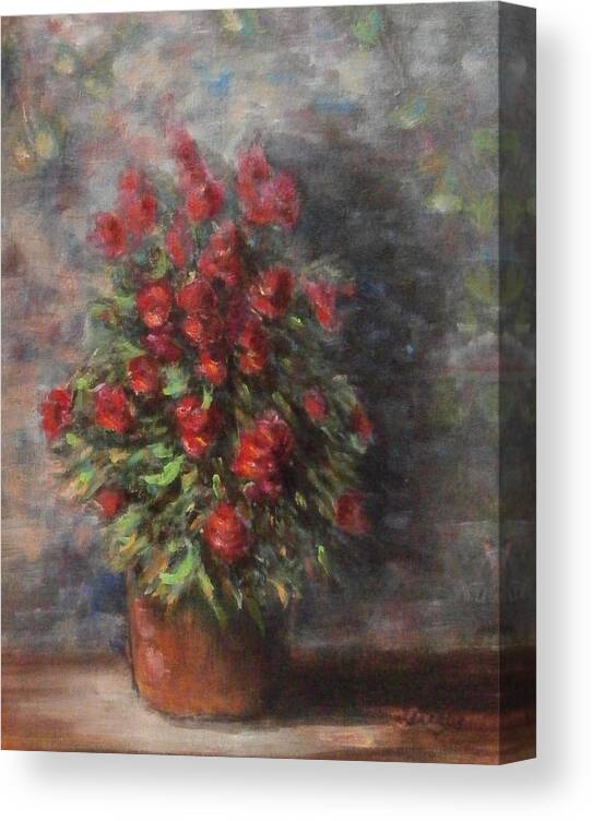 Luczay Canvas Print featuring the painting Snapdragons by Katalin Luczay