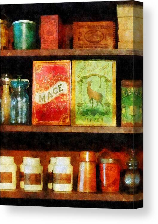 Spice Canvas Print featuring the photograph Spices on Shelf by Susan Savad