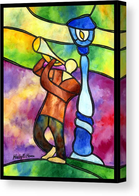 Jazz Canvas Print featuring the painting Stained Glass Jazzman by Hailey E Herrera