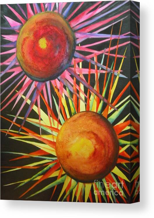 Fine Art Painting Canvas Print featuring the painting Stars with Colors by Chrisann Ellis