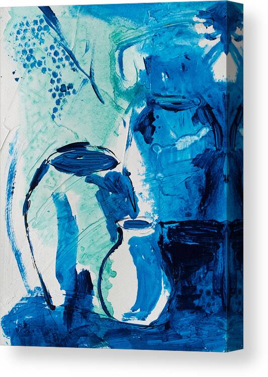 Blue Canvas Print featuring the painting Still Life in Phthalo II by Sharon Sieben