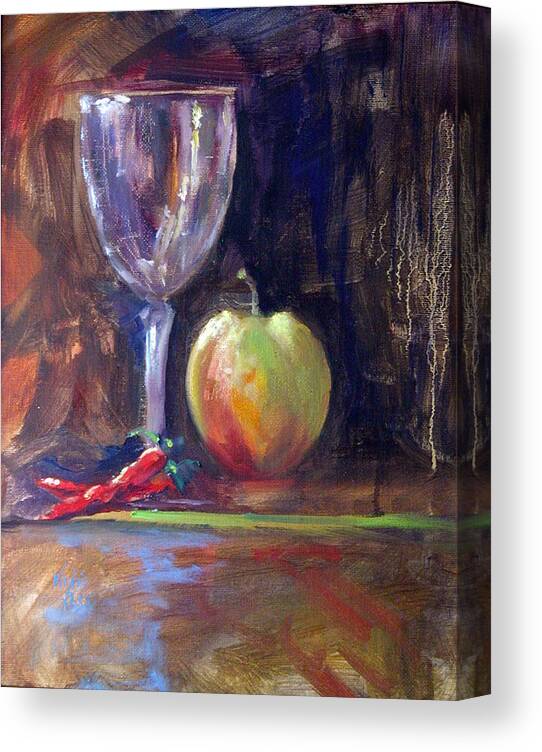 Wine Canvas Print featuring the painting Still Life with Pepper by Vicki Ross