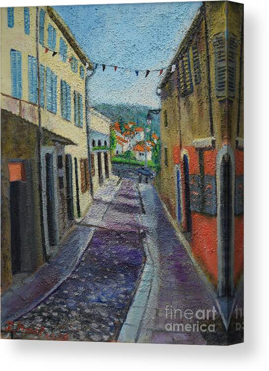 Raija Merila Canvas Print featuring the painting Street View From Provence by Raija Merila