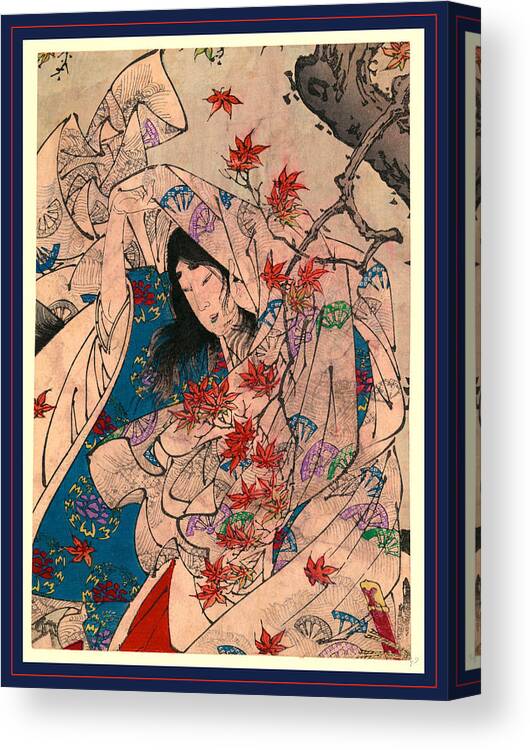 1839-1892 Canvas Print featuring the drawing Sumiyoshi No Meigetsu by Tsukioka Yoshitoshi, Also Named Taiso Yoshitoshi (1839 ? 1892), Japanese