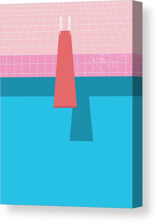 Plan Canvas Print featuring the digital art Summer Pool Party Invitation Poster by Jozefmicic