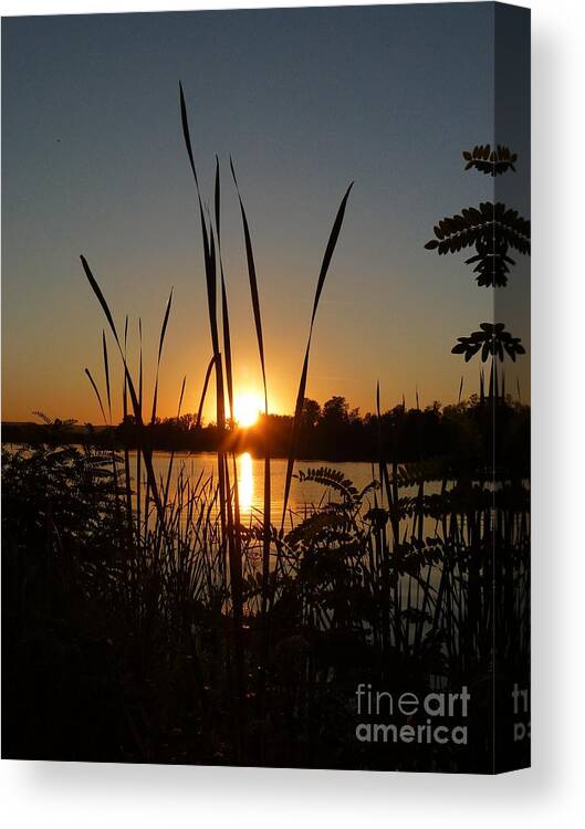 Sundown Canvas Print featuring the photograph Sundown over the Silver Lake by Amalia Suruceanu