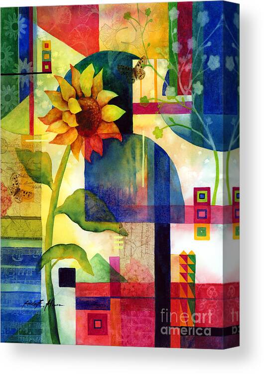 Sunflower Canvas Print featuring the painting Sunflower Collage by Hailey E Herrera