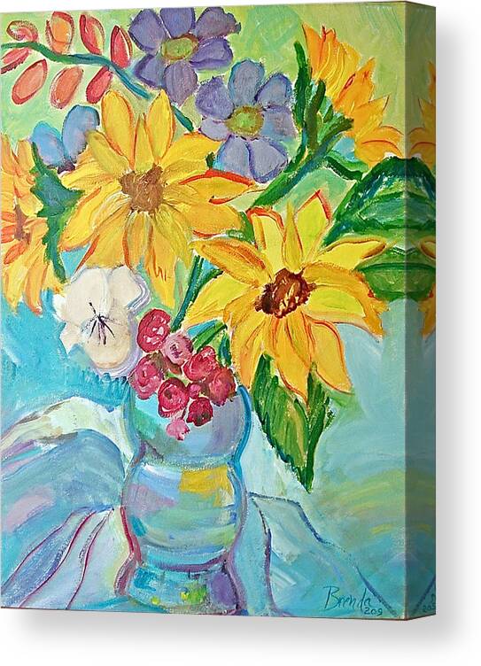 Abstract Canvas Print featuring the painting Sunflowers by Brenda Ruark