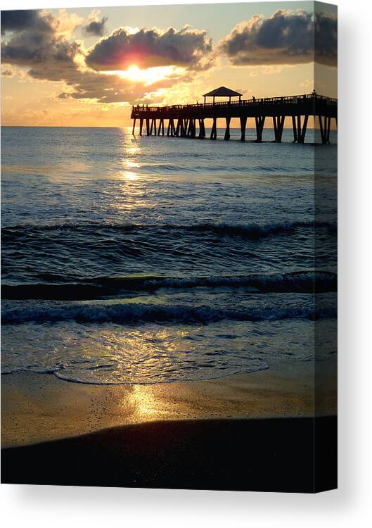 Pier Canvas Print featuring the photograph Sunset Pier by Carey Chen