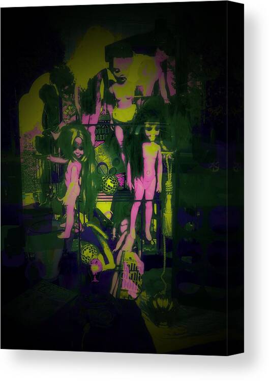 Plastic Dolls Canvas Print featuring the photograph Suzy's Internalized Brooding by Laureen Murtha Menzl