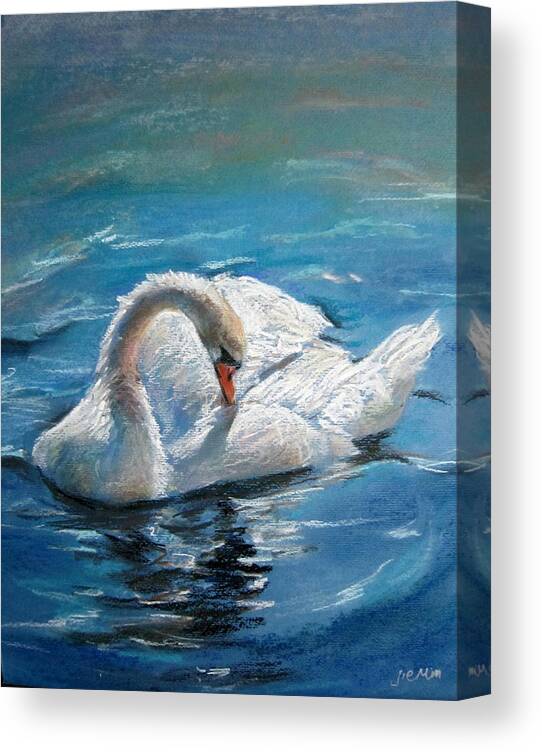 Swan Canvas Print featuring the painting Swan by Jieming Wang