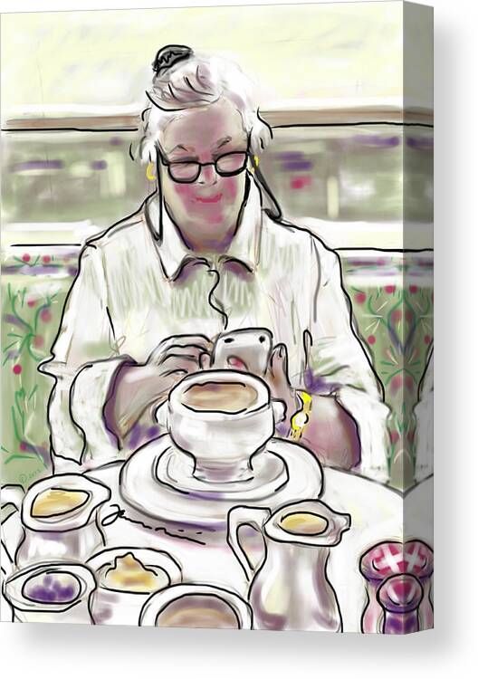 Self Portrait Canvas Print featuring the painting Taj Breakfast by Jean Pacheco Ravinski