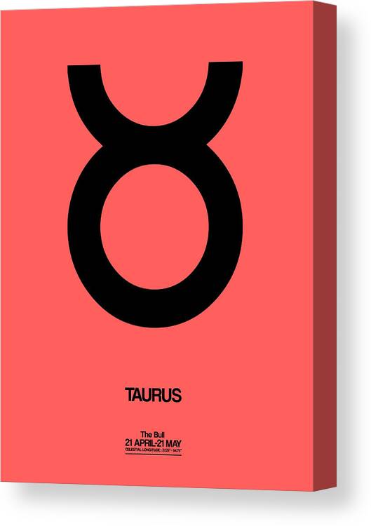 Taurus Canvas Print featuring the digital art Taurus Zodiac Sign Black by Naxart Studio