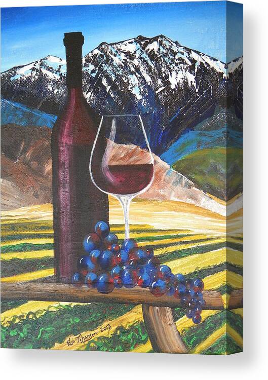 Wine Canvas Print featuring the painting Temecula Wine Country 2 by Eric Johansen