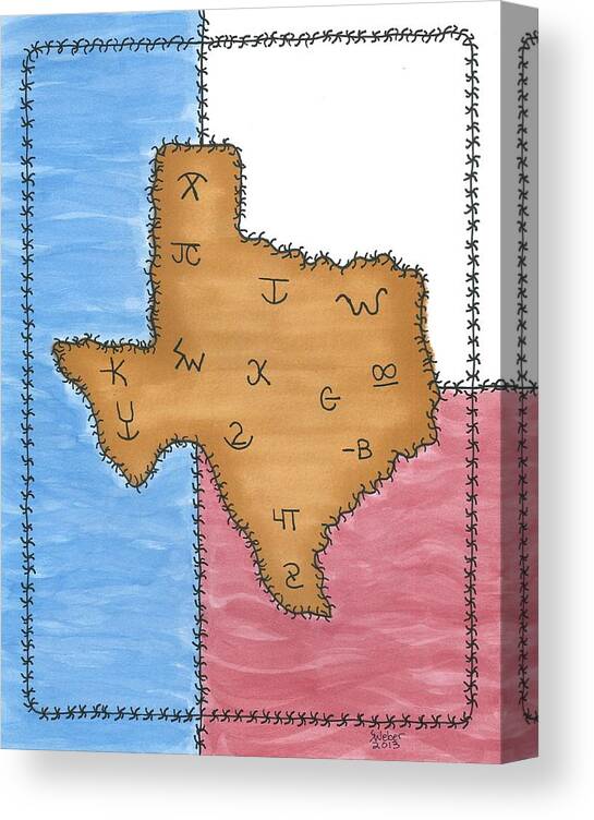 Texas Canvas Print featuring the painting Texas Tried and True Red White and Blue by Susie WEBER
