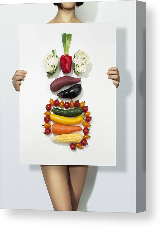 People Canvas Print featuring the photograph The body made with vegetables by Hiroshi Watanabe