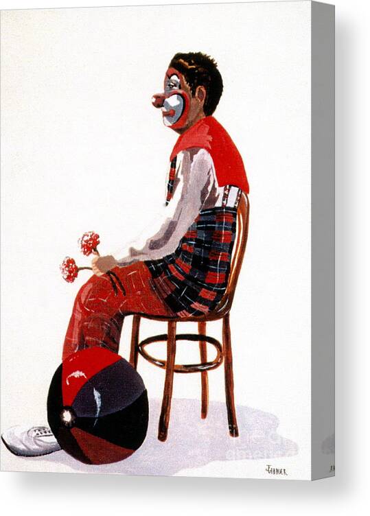 Clown Red Ball Canvas Print featuring the painting The Clown, Intermission by Joyce Gebauer