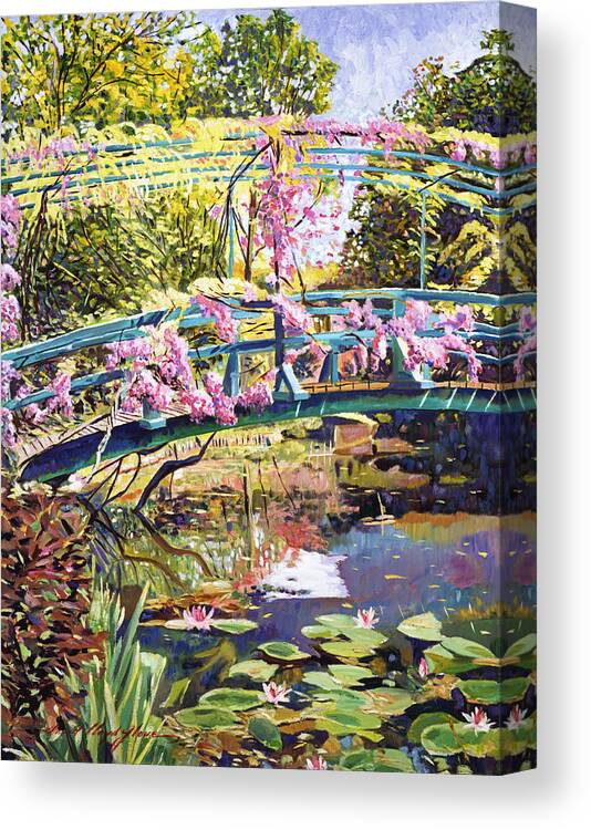 Gardenscape Canvas Print featuring the painting The Footbridge At Giverny by David Lloyd Glover